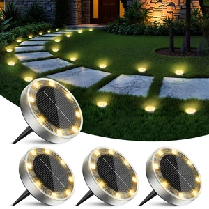 4 Pack Solar Lights Outdoor Waterproof, 8 LED Solar Ground Lights Flat Solar Disc Light Landscape Lighting for Pathway Garden Yard Walkway Driveway Lawn, Warm White 4 Pack Solar Lights Outdoor Waterproof, 8 LED Solar Ground Lights Flat Solar Disc Light Landscape Lighting for Pathway Garden Yard Walkway Driveway Lawn, Warm White