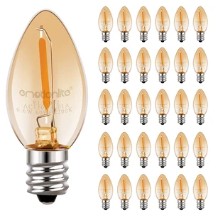 C7 LED Bulbs, E12 Candelabra Base, Amber 2200K, 50LM, 30 Pack 0.5W low power bulb, 4W-7W equivalent, replacement bulb for salt lamps and nightlights C7 LED Bulbs, E12 Candelabra Base, Amber 2200K, 50LM, 30 Pack 0.5W low power bulb, 4W-7W equivalent, replacement bulb for salt lamps and nightlights