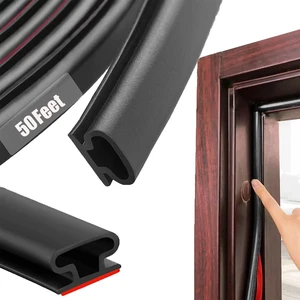 Black Rubber Weather Stripping Door Seal Strip, D Shape Door Rubber Weather Seal Strip, SelfAdhesive Weatherstripping Soundproofing Doors Sealing Strip for Windows (50 feet, Black) Black Rubber Weather Stripping Door Seal Strip, D Shape Door Rubber Weather Seal Strip, SelfAdhesive Weatherstripping Soundproofing Doors Sealing Strip for Windows (50 feet, Black)
