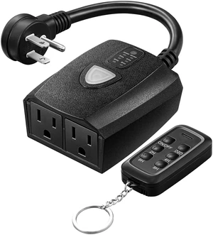 Outdoor Light Timer, Outdoor Timer Outlet,100FT Remote Control 11 Modes, 125V, 60Hz, 15A, Waterproof Outdoor Timer Outlet for String LightsPump, Sprinkler, Fountain, Black Outdoor Light Timer, Outdoor Timer Outlet,100FT Remote Control 11 Modes, 125V, 60Hz, 15A, Waterproof Outdoor Timer Outlet for String LightsPump, Sprinkler, Fountain, Black
