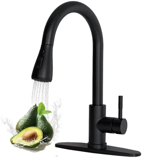 Kitchen Faucet with Pull Down Sprayer, Matte Black SUS 304 Stainless Steel, Lead-Free, Leak Resistant, 3-Mode Spray, Easy Install, 1 or 3 Hole for Farmhouse Laundry RV Wet Bar Kitchen Faucet with Pull Down Sprayer, Matte Black SUS 304 Stainless Steel, Lead-Free, Leak Resistant, 3-Mode Spray, Easy Install, 1 or 3 Hole for Farmhouse Laundry RV Wet Bar