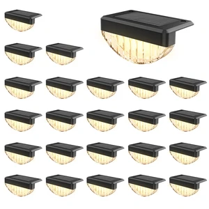 24 Pack Solar Deck Lights Outdoor, Warm White LED Solar Step Lights for Outside, Waterproof Fence Light for Patio, Deck, Stairs, Yard, Pool and Porch (Black) 24 Pack Solar Deck Lights Outdoor, Warm White LED Solar Step Lights for Outside, Waterproof Fence Light for Patio, Deck, Stairs, Yard, Pool and Porch (Black)