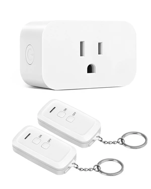 Remote Control Outlet, 100FT Range, 15A/1875W 2 Remotes, Remote Outlet Switch for Indoor Lights/Fans, Floor Lamps, Bedside Lamps Remote Control Outlet, 100FT Range, 15A/1875W 2 Remotes, Remote Outlet Switch for Indoor Lights/Fans, Floor Lamps, Bedside Lamps