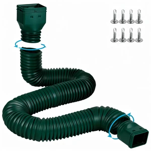 16.5ft Long Gutter Downspout Extensions Flexible, 4" Diameter Drain Downspout Extender, Down Spout Drain Extender for Rainwater Drainage, Extendable from 3.4ft to 16.5ft(1Pack Green) 16.5ft Long Gutter Downspout Extensions Flexible, 4" Diameter Drain Downspout Extender, Down Spout Drain Extender for Rainwater Drainage, Extendable from 3.4ft to 16.5ft(1Pack Green)