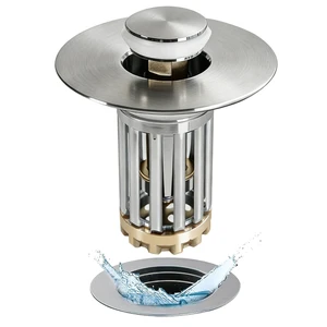 3 in 1 Pop Up Bathroom Sink Stopper, Bathroom Sink Drain Strainer with Removable Basket Hair Catcher, Universal Sink Plug Cover for 1.06 in to 1.6 in Drain, Brushed Nickel 3 in 1 Pop Up Bathroom Sink Stopper, Bathroom Sink Drain Strainer with Removable Basket Hair Catcher, Universal Sink Plug Cover for 1.06 in to 1.6 in Drain, Brushed Nickel