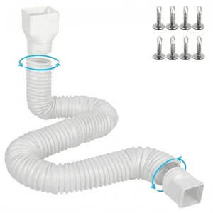 16.5ft Long Gutter Downspout Extensions Flexible, 4" Diameter Drain Downspout Extender, Down Spout Drain Extender for Rainwater Drainage, Extendable from 3.4ft to 16.5ft(1Pack, White) 16.5ft Long Gutter Downspout Extensions Flexible, 4" Diameter Drain Downspout Extender, Down Spout Drain Extender for Rainwater Drainage, Extendable from 3.4ft to 16.5ft(1Pack, White)