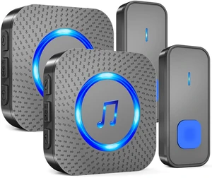 Wireless Doorbell with 2 receivers 2 Buttons,IP55 Waterproof Doorbell,1300 FT/400M Remote Doorbell,55 Chimes 5 Volume,Colorful LED Flashing,110 db Loud Volume,For Home/Classroom Wireless Doorbell with 2 receivers 2 Buttons,IP55 Waterproof Doorbell,1300 FT/400M Remote Doorbell,55 Chimes 5 Volume,Colorful LED Flashing,110 db Loud Volume,For Home/Classroom