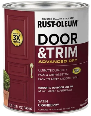 369385 Advanced Dry Door & Trim Paint, Quart, Satin Cranberry 369385 Advanced Dry Door & Trim Paint, Quart, Satin Cranberry