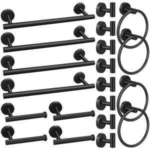 20pcs Bathroom Hardware Set, Matte Black Bathroom Hardware Set, Including 16" Hand Towel Bars, Toilet Paper Holders, Towel Rings, Robe Towel Hooks 20pcs Bathroom Hardware Set, Matte Black Bathroom Hardware Set, Including 16" Hand Towel Bars, Toilet Paper Holders, Towel Rings, Robe Towel Hooks