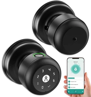 Smart Door Knob with Lock,Keyless Entry Fingerprint Door Lock,Morden Black Smart Lock with Auto-Lock, App, Key, Fingerprint Door Locks with Keypad for Front Door, Apartment, Hotel, Interior, Exterior Smart Door Knob with Lock,Keyless Entry Fingerprint Door Lock,Morden Black Smart Lock with Auto-Lock, App, Key, Fingerprint Door Locks with Keypad for Front Door, Apartment, Hotel, Interior, Exterior