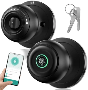 Smart Door Knob with Lock, Keyless Entry Fingerprint Door Lock, Dark Black Smart Lock with Auto-Lock, App, Key, Fingerprint Door Locks for Front Door, Garage, Apartment, Hotel, Interior, Exterior Smart Door Knob with Lock, Keyless Entry Fingerprint Door Lock, Dark Black Smart Lock with Auto-Lock, App, Key, Fingerprint Door Locks for Front Door, Garage, Apartment, Hotel, Interior, Exterior