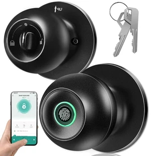 Smart Door Knob with Lock, Keyless Entry Fingerprint Door Lock, Black Smart Lock with Auto-Lock, App, Key, Fingerprint Door Locks for Front Door, Garage, Apartment, Hotel, Interior, Exterior Smart Door Knob with Lock, Keyless Entry Fingerprint Door Lock, Black Smart Lock with Auto-Lock, App, Key, Fingerprint Door Locks for Front Door, Garage, Apartment, Hotel, Interior, Exterior