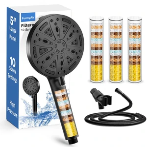 Black Filtered Shower Head Handheld, 3 Filters Hard Water Softener 9 Spray Modes, High Pressure, 20-Stage Filtration, Remove Chlorine and Heavy Metals, Relieve Dry Itchy Skin, Hose Included Black Filtered Shower Head Handheld, 3 Filters Hard Water Softener 9 Spray Modes, High Pressure, 20-Stage Filtration, Remove Chlorine and Heavy Metals, Relieve Dry Itchy Skin, Hose Included