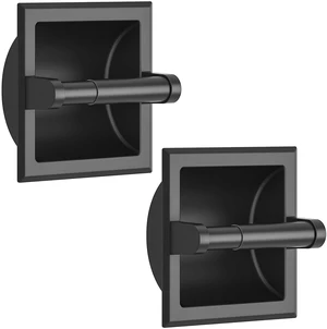 Recessed Toilet Paper Holder for Mega Rolls, 2 Pack Matte Black Stainless Steel Tissue Roll Holder Wall Mount for Bathroom Space-Saving Design, in Wall Toilet Paper Dispenser Insert Recessed Toilet Paper Holder for Mega Rolls, 2 Pack Matte Black Stainless Steel Tissue Roll Holder Wall Mount for Bathroom Space-Saving Design, in Wall Toilet Paper Dispenser Insert