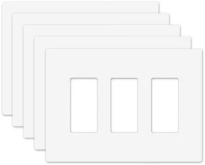 OVERSIZED Screwless Switch Plate - 5.5" x 7.63" - Jumbo 3 Gang Decorator GFCI Style - Unbreakable Polycarbonate - Three Gang Screwless Light Switch Cover Plate - Glossy White (5 Pack) OVERSIZED Screwless Switch Plate - 5.5" x 7.63" - Jumbo 3 Gang Decorator GFCI Style - Unbreakable Polycarbonate - Three Gang Screwless Light Switch Cover Plate - Glossy White (5 Pack)