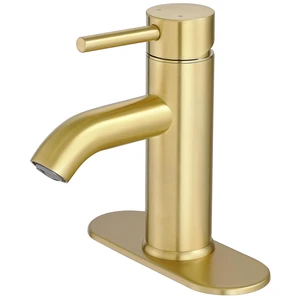 Bathroom Faucet Brushed Gold Modern Bathroom Sink Faucet, Single Handle Faucet for Sink, Vanity, RV, Lavatory, Suitable for 1 or 3 Holes, with Supply Deck Plate and Hose Bathroom Faucet Brushed Gold Modern Bathroom Sink Faucet, Single Handle Faucet for Sink, Vanity, RV, Lavatory, Suitable for 1 or 3 Holes, with Supply Deck Plate and Hose