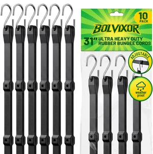 Adjustable Bungee Cords with Hooks, 10 Pack, 31", EPDM Rubber Heavy Duty Tarp Straps, 6-Way Adjustable Length, Max Stretch 2X, Load 180+ LBS, Crimped S Hooks for Cargo, Trucks, Camping Adjustable Bungee Cords with Hooks, 10 Pack, 31", EPDM Rubber Heavy Duty Tarp Straps, 6-Way Adjustable Length, Max Stretch 2X, Load 180+ LBS, Crimped S Hooks for Cargo, Trucks, Camping