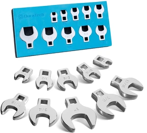 10-Piece 3/8" Drive Crowfoot Wrench Set, SAE, 3/8"-1" Open End Wrench Set, for Brake & Fuel Line Fittings in Tight Space, CR-V Steel, with EVA Foam Tool Organizer 10-Piece 3/8" Drive Crowfoot Wrench Set, SAE, 3/8"-1" Open End Wrench Set, for Brake & Fuel Line Fittings in Tight Space, CR-V Steel, with EVA Foam Tool Organizer