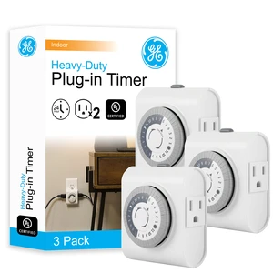 24Hour Mechanical Outlet Timer Switch, Dual Grounded Plugin Control for Indoor Lighting, Lamps, Christmas Trees, Fans and Small Appliances (3 Pack), 66404 24Hour Mechanical Outlet Timer Switch, Dual Grounded Plugin Control for Indoor Lighting, Lamps, Christmas Trees, Fans and Small Appliances (3 Pack), 66404