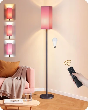 64.2 Dimmable Floor Lamp for Living Room with Remote and Foot Switch, Corner Floor Lamp for Bedroom, Includes 10W A19 Bulb, Modern Standing Tall Lamp, ETL Listed Pink and Black P17LD05 64.2 Dimmable Floor Lamp for Living Room with Remote and Foot Switch, Corner Floor Lamp for Bedroom, Includes 10W A19 Bulb, Modern Standing Tall Lamp, ETL Listed Pink and Black P17LD05
