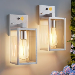 2 Pack Silver Dusk to Dawn Exterior Lighting Fixtures Wall Mount, Sensor Outside Front Porch Lights for House, Outdoor Lantern Lamp, Waterproof Wall Sconce Lights, Coach Light for Garage Entryway 2 Pack Silver Dusk to Dawn Exterior Lighting Fixtures Wall Mount, Sensor Outside Front Porch Lights for House, Outdoor Lantern Lamp, Waterproof Wall Sconce Lights, Coach Light for Garage Entryway