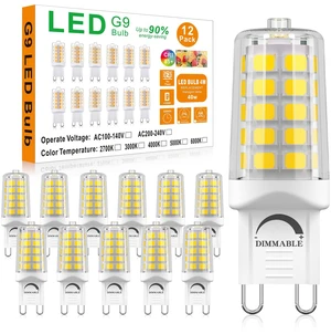 G9 LED Bulb Dimmable 4W 4000K Natural White 12 Pack 40W Equivalent No Flicker, 450LM, Ceramic Base - Ideal for Kitchen, Office, Reading Room, Makeup Area G9 LED Bulb Dimmable 4W 4000K Natural White 12 Pack 40W Equivalent No Flicker, 450LM, Ceramic Base - Ideal for Kitchen, Office, Reading Room, Makeup Area