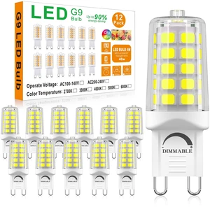 G9 LED Bulb Dimmable 4W (40W Equivalent) 6000K Cool White 12 Pack T4 G9 Bi-pin Base Halogen Replacement 120V No Flicker 450LM for Basement, Corridor, Utility Room, High-Visibility Areas G9 LED Bulb Dimmable 4W (40W Equivalent) 6000K Cool White 12 Pack T4 G9 Bi-pin Base Halogen Replacement 120V No Flicker 450LM for Basement, Corridor, Utility Room, High-Visibility Areas