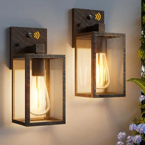 2 Pack Black Brush Gold Dusk to Dawn Exterior Lighting Fixtures Wall Mount, Sensor Outside Front Porch Lights for House, Outdoor Lantern Lamp, Wall Sconce Lights, Coach Light for Garage Entryway 2 Pack Black Brush Gold Dusk to Dawn Exterior Lighting Fixtures Wall Mount, Sensor Outside Front Porch Lights for House, Outdoor Lantern Lamp, Wall Sconce Lights, Coach Light for Garage Entryway