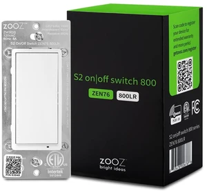 800 Series Z-Wave Long Range S2 On Off Switch ZEN76 800LR, White | Simple Direct 3-Way and 4-Way Solution (Works with Regular Switches, No Aux Switch Needed) | Z-Wave Hub Required 800 Series Z-Wave Long Range S2 On Off Switch ZEN76 800LR, White | Simple Direct 3-Way and 4-Way Solution (Works with Regular Switches, No Aux Switch Needed) | Z-Wave Hub Required