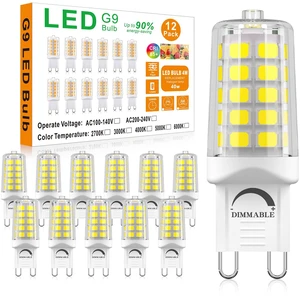 G9 LED Bulb Dimmable 4W 5000K Daylight White, 12 Pack T4 G9 Bi-pin Base Halogen Replacement 120V No Flicker 450LM, Ceramic Base - Great for Workshop, Studio, Garage, Craft Room G9 LED Bulb Dimmable 4W 5000K Daylight White, 12 Pack T4 G9 Bi-pin Base Halogen Replacement 120V No Flicker 450LM, Ceramic Base - Great for Workshop, Studio, Garage, Craft Room