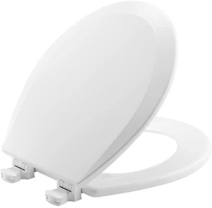 Wood Round Toilet Seat, Easy Clean Hinges, White Durable wood resists chipping & scratching, fits all standard round toilets, Made in USA, 500EC 000 Wood Round Toilet Seat, Easy Clean Hinges, White Durable wood resists chipping & scratching, fits all standard round toilets, Made in USA, 500EC 000