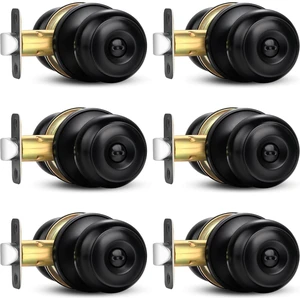 Privacy Door Knob, 6 Pack Black Round Keyless Doorknobs Interior Lockset Privacy Locking Door Knob for Bedroom/Bathroom, Matte Black Modern Design Door Hardware Reversible for Left/Right Door Handle Privacy Door Knob, 6 Pack Black Round Keyless Doorknobs Interior Lockset Privacy Locking Door Knob for Bedroom/Bathroom, Matte Black Modern Design Door Hardware Reversible for Left/Right Door Handle
