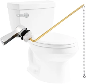 Universal Metal Front Mount Flush Toilet Handle Kit, Chrome Solid Brass Toilet Flush Tank Lever with Stainless Steel Adjustable Flapper Chains, Side Tank Toilet Handle for Most Toilets Universal Metal Front Mount Flush Toilet Handle Kit, Chrome Solid Brass Toilet Flush Tank Lever with Stainless Steel Adjustable Flapper Chains, Side Tank Toilet Handle for Most Toilets