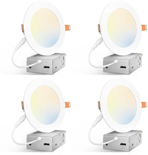 4 Pack 5 Inch 5CCT Ultra-Thin LED Canless Recessed Ceiling Light 2700K/3000K/3500K/4000K/5000K Selectable, 11W=75W, 900LM High Brightness, Dimmable Wafer Downlight with Junction Box, ETL&FCC 4 Pack 5 Inch 5CCT Ultra-Thin LED Canless Recessed Ceiling Light 2700K/3000K/3500K/4000K/5000K Selectable, 11W=75W, 900LM High Brightness, Dimmable Wafer Downlight with Junction Box, ETL&FCC