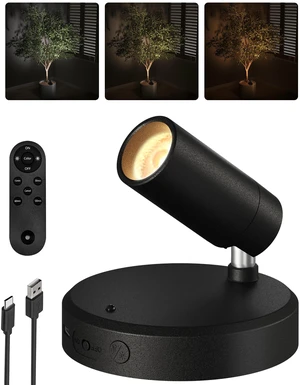 Wireless LED Spotlights Indoor, 5500mAh Rechargeable Battery-Powered Plant Spotlights, Dimmable & Timer, 3-CCT Small Up Lights with Remote, Accent Uplighting for Artwork, Trees (Black) Wireless LED Spotlights Indoor, 5500mAh Rechargeable Battery-Powered Plant Spotlights, Dimmable & Timer, 3-CCT Small Up Lights with Remote, Accent Uplighting for Artwork, Trees (Black)
