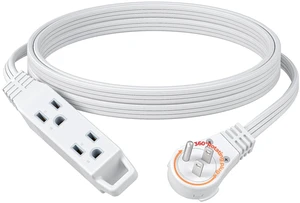 10FT Flat Plug Extension Cord, 360° Rotating Plug, 16/3 3 Prong, Ultra Thin, 13A/125V/1625W, Grounded Flat Power Cable for Indoor Narrow Space, SPT-3, ETL Listed, White 10FT Flat Plug Extension Cord, 360° Rotating Plug, 16/3 3 Prong, Ultra Thin, 13A/125V/1625W, Grounded Flat Power Cable for Indoor Narrow Space, SPT-3, ETL Listed, White