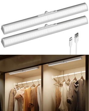 17-Inch Closet Lights, Motion Sensor Lights Indoor Rotatable Sensor, 3600mAh Rechargeable Battery, Wireless, 180 Lumens, No-Glare, 3 Color Temps, Dimmable, Pantry, 2 Pack 17-Inch Closet Lights, Motion Sensor Lights Indoor Rotatable Sensor, 3600mAh Rechargeable Battery, Wireless, 180 Lumens, No-Glare, 3 Color Temps, Dimmable, Pantry, 2 Pack