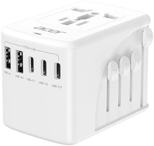 Universal Travel Plug Adapter - International Power Adapter with 5 USB Ports (3 USB C) 5.8A, Worldwide Outlet Charger for USA to European UK France Germany Spain, Type C/E/F/G/I/L/A, White Universal Travel Plug Adapter - International Power Adapter with 5 USB Ports (3 USB C) 5.8A, Worldwide Outlet Charger for USA to European UK France Germany Spain, Type C/E/F/G/I/L/A, White
