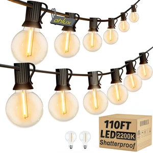 Outdoor String Lights,110FT Dimmable Patio Lights with 52 Shatterproof 2200K LED G40 Bulbs(2 Spare),Waterproof Hanging Lights String for Outside Backyard Cafe Porch Deck Porch Outdoor String Lights,110FT Dimmable Patio Lights with 52 Shatterproof 2200K LED G40 Bulbs(2 Spare),Waterproof Hanging Lights String for Outside Backyard Cafe Porch Deck Porch