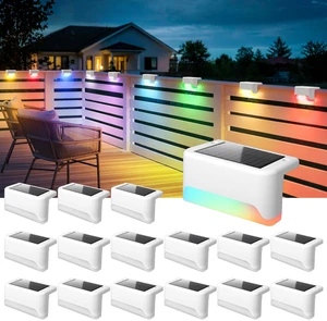 Solar Deck Lights Outdoor,Fence Lights Waterproof,16 Pack RGB LED Step Light for Outside, Patio, Stair, Garden, Yard, Railing, Front Porch, Balcony Decor Solar Deck Lights Outdoor,Fence Lights Waterproof,16 Pack RGB LED Step Light for Outside, Patio, Stair, Garden, Yard, Railing, Front Porch, Balcony Decor