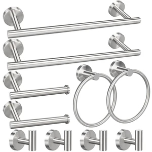 10pcs Bathroom Hardware Set, Brushed Nickel Bathroom Hardware Set, Including 16" Hand Towel Bars, Toilet Paper Holders, Towel Rings, Robe Towel Hooks 10pcs Bathroom Hardware Set, Brushed Nickel Bathroom Hardware Set, Including 16" Hand Towel Bars, Toilet Paper Holders, Towel Rings, Robe Towel Hooks