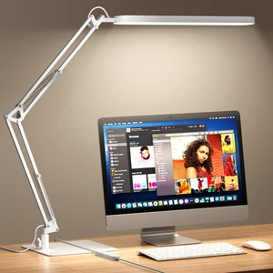 LED Desk Lamp with Slim Base - Adjustable Swing Arm Desk Light, Dimmable, Timer, Eye Protection, Memory Function, 1300LM, 12W, White LED Desk Lamp with Slim Base - Adjustable Swing Arm Desk Light, Dimmable, Timer, Eye Protection, Memory Function, 1300LM, 12W, White