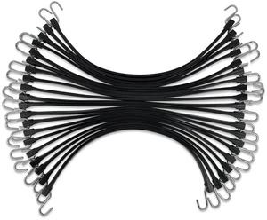 21" (20 Packs) Bungee Cords with Hooks Rubber Tarp Straps with 150% Max Stretch, 100% EPDM Bungee Cords with Metal Crimped S Hooks, Ideal for Securing Tarps, Cargo, Canvases, Weatherproof 21" (20 Packs) Bungee Cords with Hooks Rubber Tarp Straps with 150% Max Stretch, 100% EPDM Bungee Cords with Metal Crimped S Hooks, Ideal for Securing Tarps, Cargo, Canvases, Weatherproof