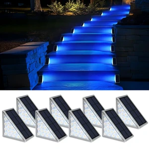 8 Pack Solar Stair Lights, Outdoor Step Lights with Waterproof IP67, Blue Color LED Solar Light for Outside Light Decor for Stair, Deck, Front Step, Front Porch, Patio and Backyard 8 Pack Solar Stair Lights, Outdoor Step Lights with Waterproof IP67, Blue Color LED Solar Light for Outside Light Decor for Stair, Deck, Front Step, Front Porch, Patio and Backyard