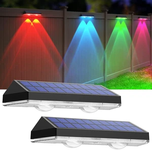 Solar Fence Lights Outdoor, 2PK RGB Solar Lights for Outside Backyard, Patio, Deck Fence, Stair Handrail, Pool and Wall Solar Fence Lights Outdoor, 2PK RGB Solar Lights for Outside Backyard, Patio, Deck Fence, Stair Handrail, Pool and Wall