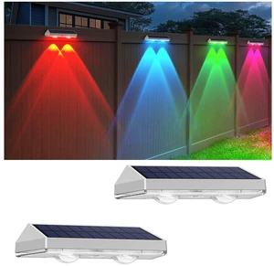 2 Pack Solar Fence Lights Outdoor, 2PK Solar Outdoor Light Warm White & RGB Solar Powered Lights for Outside Backyard, Patio, Deck Fence, Stair Handrail, Pool and Wall 2 Pack Solar Fence Lights Outdoor, 2PK Solar Outdoor Light Warm White & RGB Solar Powered Lights for Outside Backyard, Patio, Deck Fence, Stair Handrail, Pool and Wall