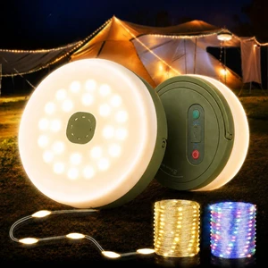 2-Pack Camping String Lights, 32.8FT Rechargeable with Storage Reel 8 Modes Quick storage rechargeable tent light with waterproof hanging LED design for RV awning, patio and outdoor camping gear 2-Pack Camping String Lights, 32.8FT Rechargeable with Storage Reel 8 Modes Quick storage rechargeable tent light with waterproof hanging LED design for RV awning, patio and outdoor camping gear
