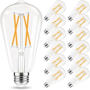 Edison Bulbs 60 watt LED, Vintage Light Bulbs Non-Dimmable, 2700K Warm White, ST58 E26 LED Bulb, 90+ CRI, E26 Medium Base, Clear Glass, 12 Pack Edison Bulbs 60 watt LED, Vintage Light Bulbs Non-Dimmable, 2700K Warm White, ST58 E26 LED Bulb, 90+ CRI, E26 Medium Base, Clear Glass, 12 Pack