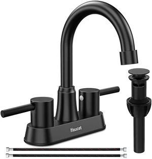 Black Bathroom Faucet 3 Hole, Bathroom Faucets for Sink 3 Hole, Bathroom Sink Faucet, 4 Inch 2 Handle Centerset, Lead-Free, with Copper Pop Up Drain (Matte Black) Black Bathroom Faucet 3 Hole, Bathroom Faucets for Sink 3 Hole, Bathroom Sink Faucet, 4 Inch 2 Handle Centerset, Lead-Free, with Copper Pop Up Drain (Matte Black)