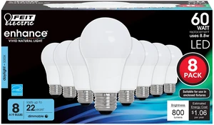 A19 LED Light Bulbs, 60W Eq, Dimmable, Daylight 8 Pack E26 Medium Base, 5000K, 800 lumens, enhance CRI 90+, 22 Year, Damp Rated, for Lamps and Enclosed Fixtures A19 LED Light Bulbs, 60W Eq, Dimmable, Daylight 8 Pack E26 Medium Base, 5000K, 800 lumens, enhance CRI 90+, 22 Year, Damp Rated, for Lamps and Enclosed Fixtures